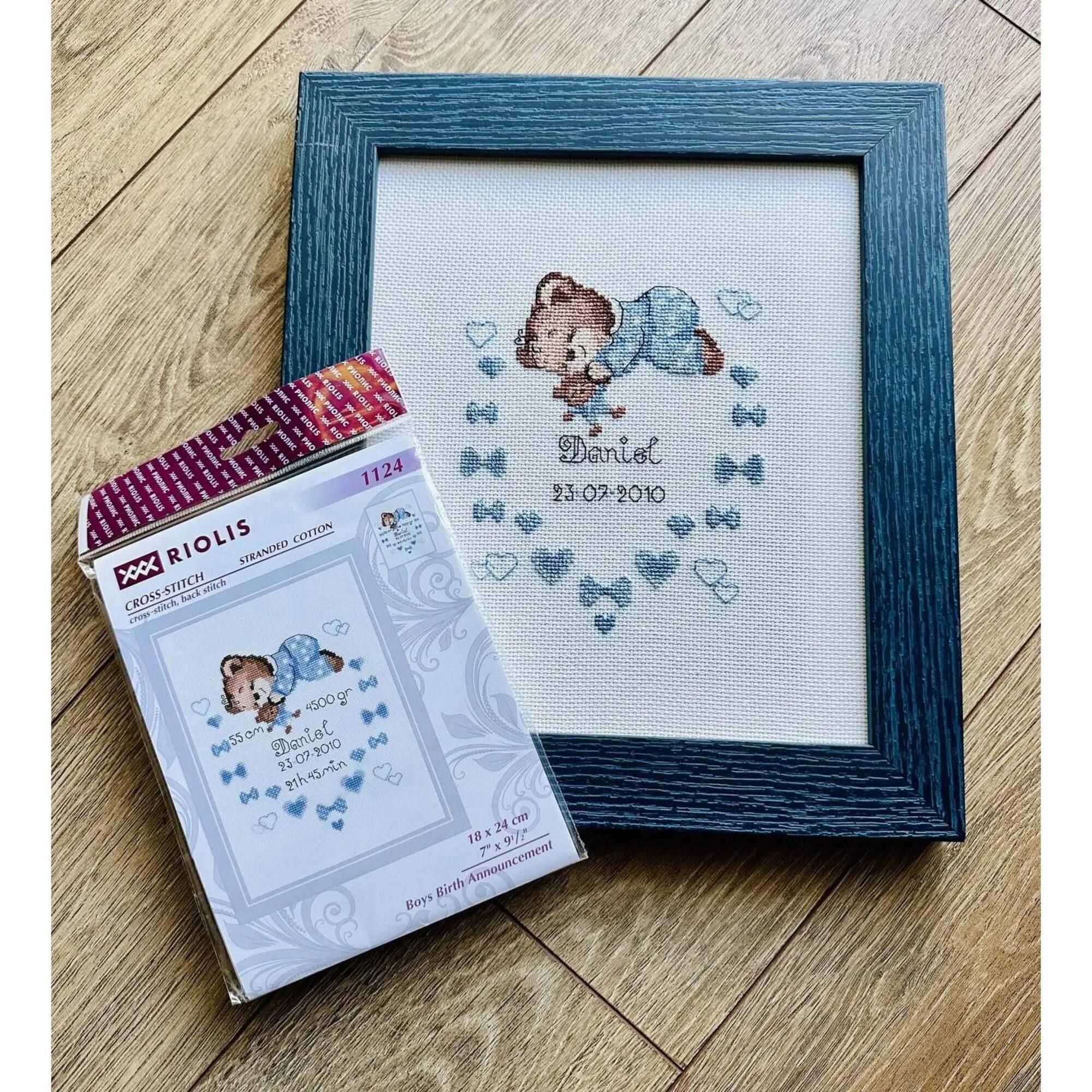 RIOLIS Boys Birth Announcement Counted Cross Stitch Kit R1124